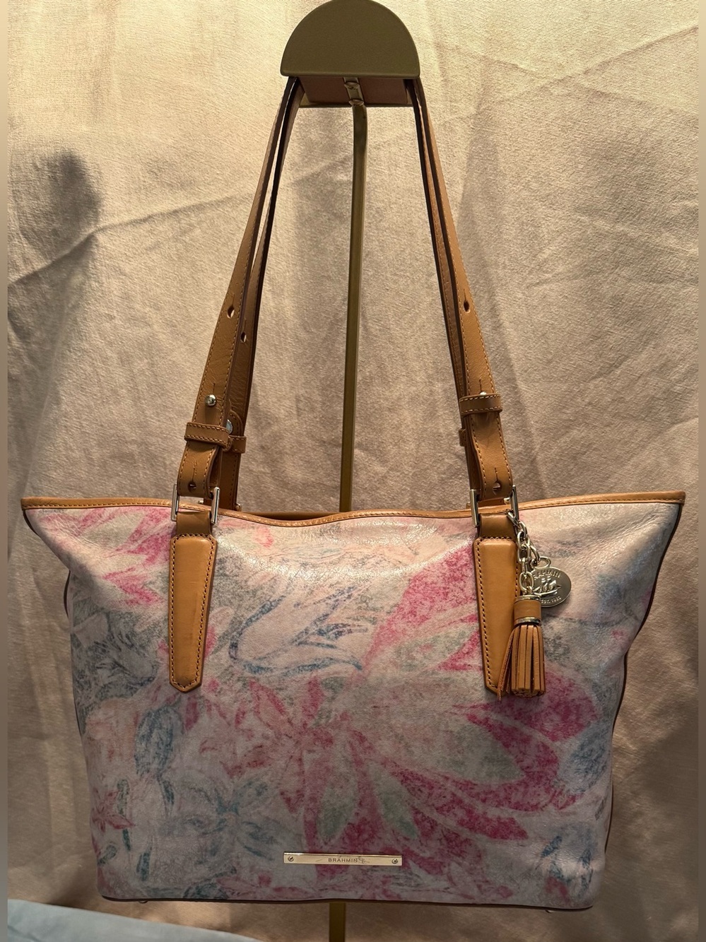 Brahmin Mini Asher Tote in Creme Talitha - Rare Pastel Floral